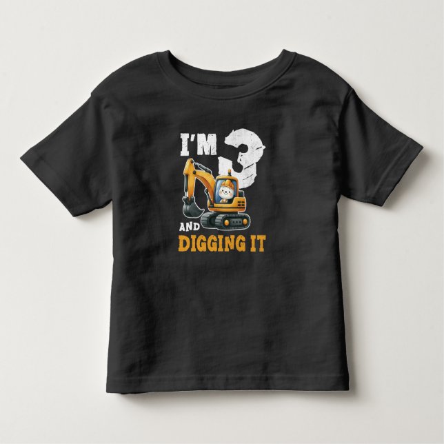 Camiseta Infantil 3 anos de aniversário de 3 anos de Construção Garo (Frente)