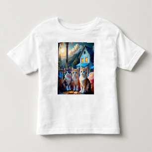 Camiseta Infantil 3 Gatinhos Adoráveis Projetados por Artista