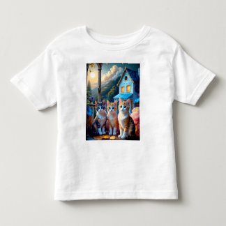 Camiseta Infantil 3 Gatinhos Adoráveis Projetados por Artista