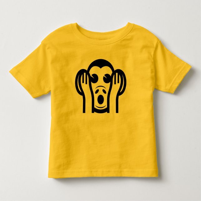 Camiseta Infantil 3 Macacos Sábios Kikazaru 聞 か ざ る Ouvem NO Mau Emo (Frente)