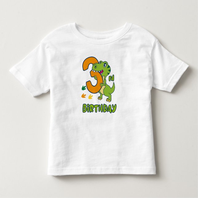 Camiseta Infantil 3rd birthday dinosaur  (Frente)