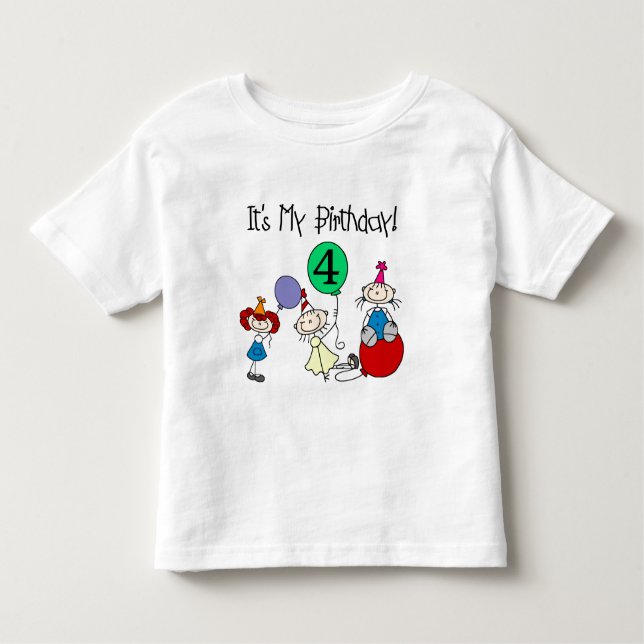 Camiseta Infantil 4ª Festa de Crianças Festas de Aniversário e Prese (Frente)