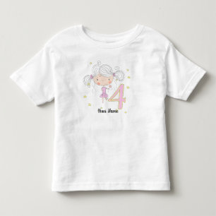 Camiseta Infantil 4º aniversário Princesa rosa