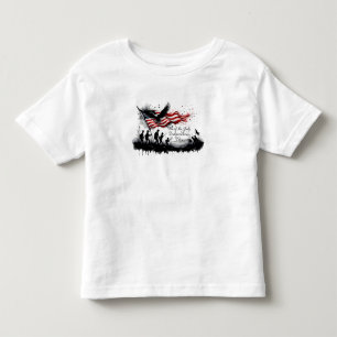 Camiseta Infantil 4 de julho Arte Patriótica com Bandeira e Soldados