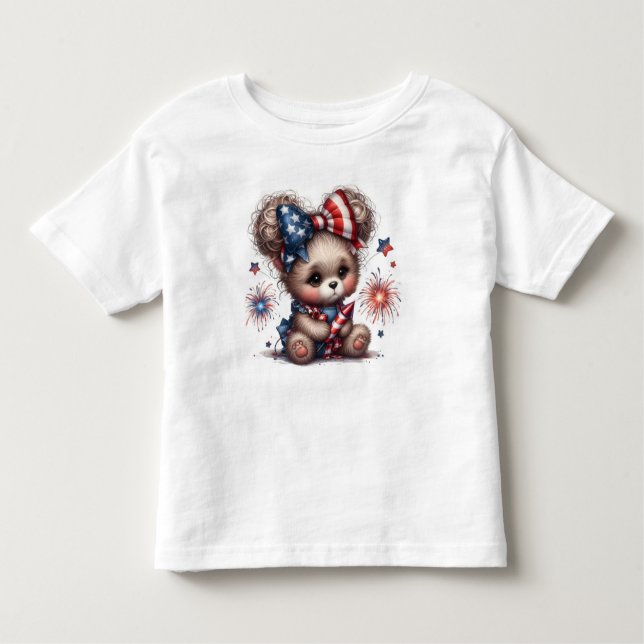 Camiseta Infantil 4 de julho Bear (Frente)
