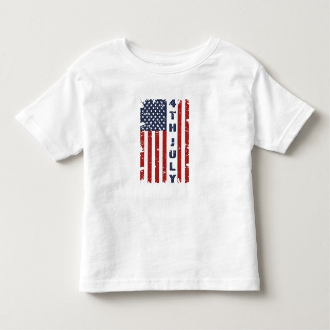 Camiseta Infantil 4 de julho e Bandeira do EUA Torna (Frente)