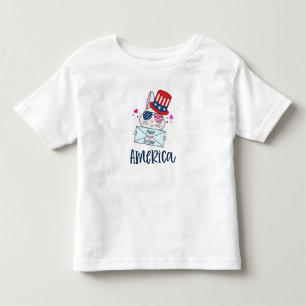 Camiseta Infantil 4 de julho Rabbit com bandeira dos EUA Óculos Sun