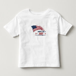 Camiseta Infantil 4 de Julho - Salpico Artístico da Bandeira dos EUA