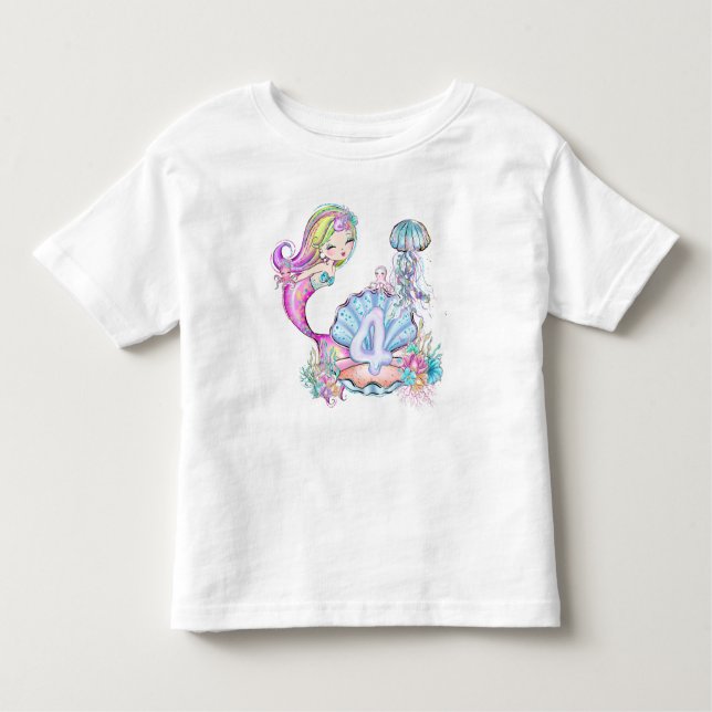 Camiseta Infantil 4. Sereia de Aniversário (Frente)