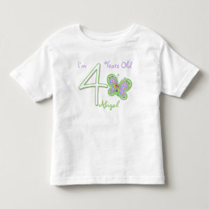 Camiseta Infantil 4o Borboleta do aniversário
