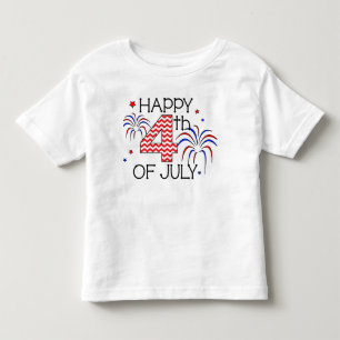 Camiseta Infantil 4o feliz do t-shirt da criança de julho
