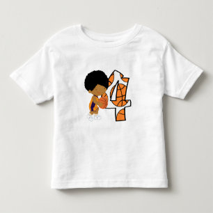 Camiseta Infantil 4o Jogador roxo e alaranjado do aniversário de