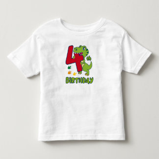 Camiseta Infantil 4th birthday dinosaur 