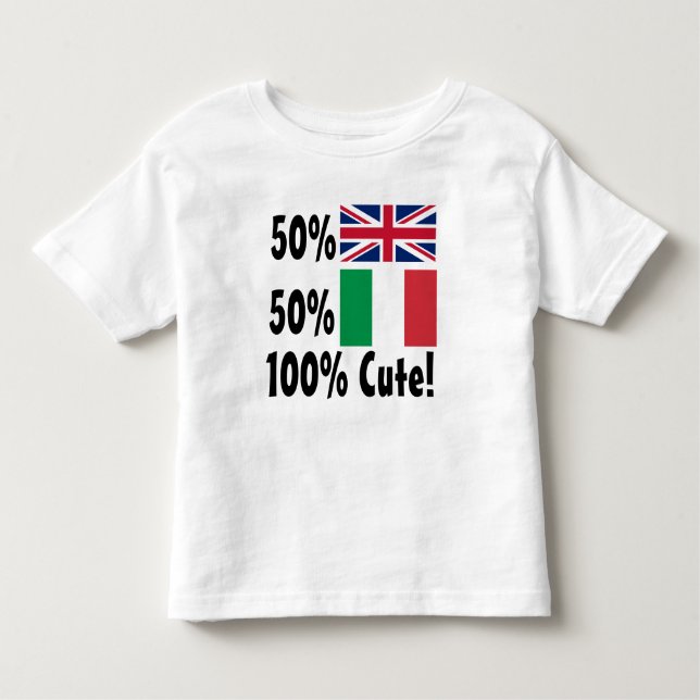 Camiseta Infantil 50% de britânicos 50% italianos 100% em grão (Frente)