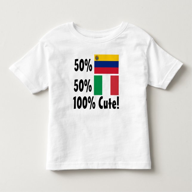 Camiseta Infantil 50% Venezuela 50% Itália 100% Cute (Frente)
