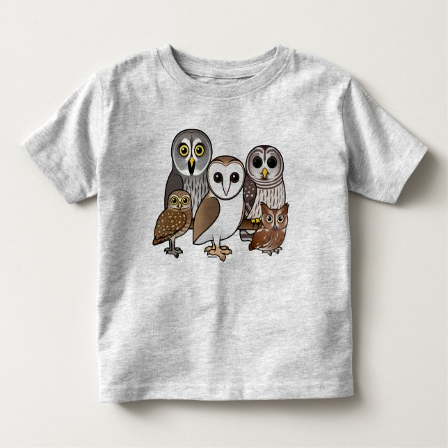 Camiseta Infantil 5 corujas de Birdorable (Frente)