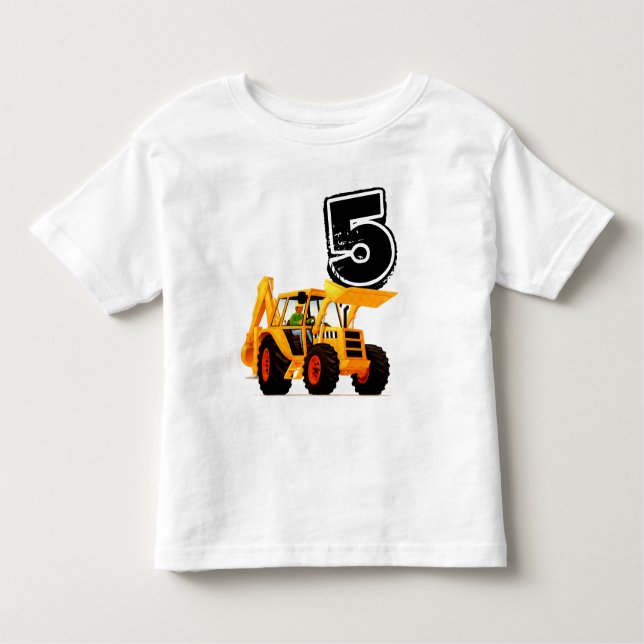 Camiseta Infantil 5 de Aniversário do Garoto Personalizado - Digger  (Frente)