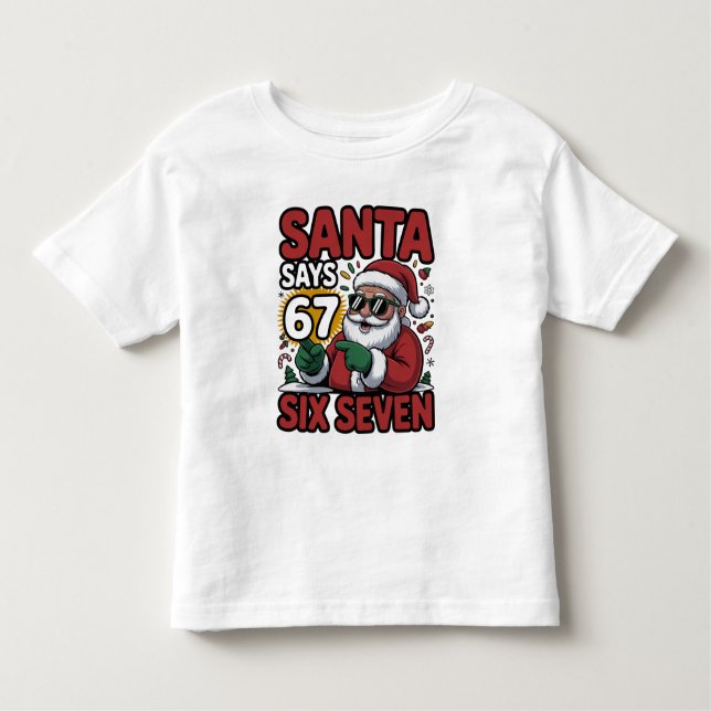 Camiseta Infantil 67 Six Seven Funny Christmas Santa Meme (Frente)