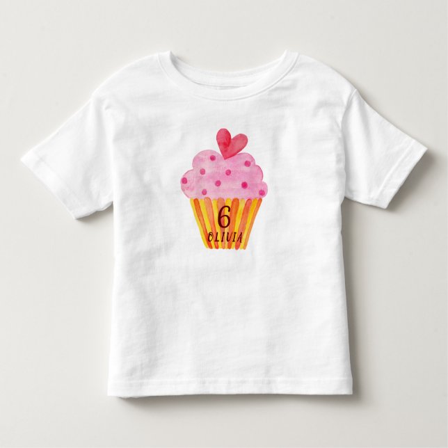 Camiseta Infantil 6 de aniversário - Cupcake a cozinhar moças (Frente)