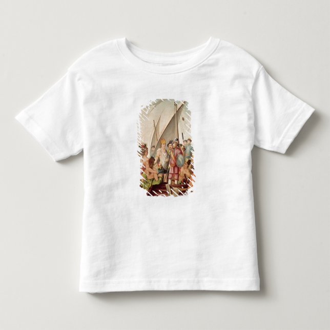 Camiseta Infantil A chegada de Hernando Cortes em México (Frente)