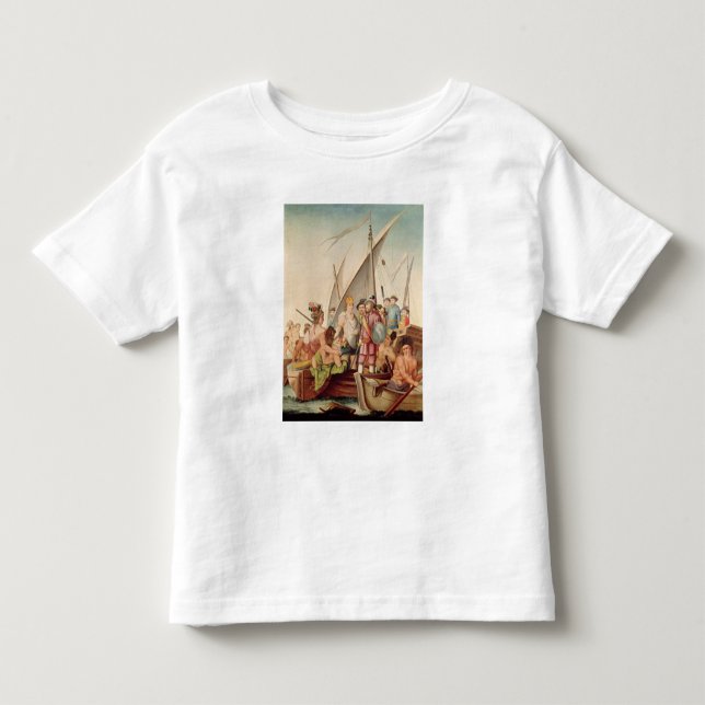 Camiseta Infantil A chegada de Hernando Cortes em México (Frente)