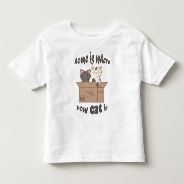 Camiseta Infantil A citação engraçada de Home é onde seu gato está (Frente)