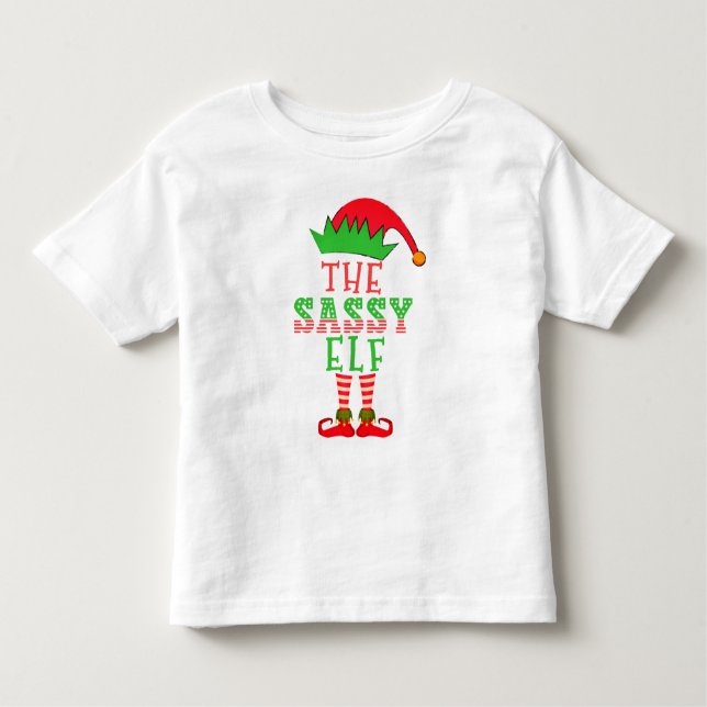 Camiseta Infantil A Família de Natal Sassy Elf Matando Pajama (Frente)