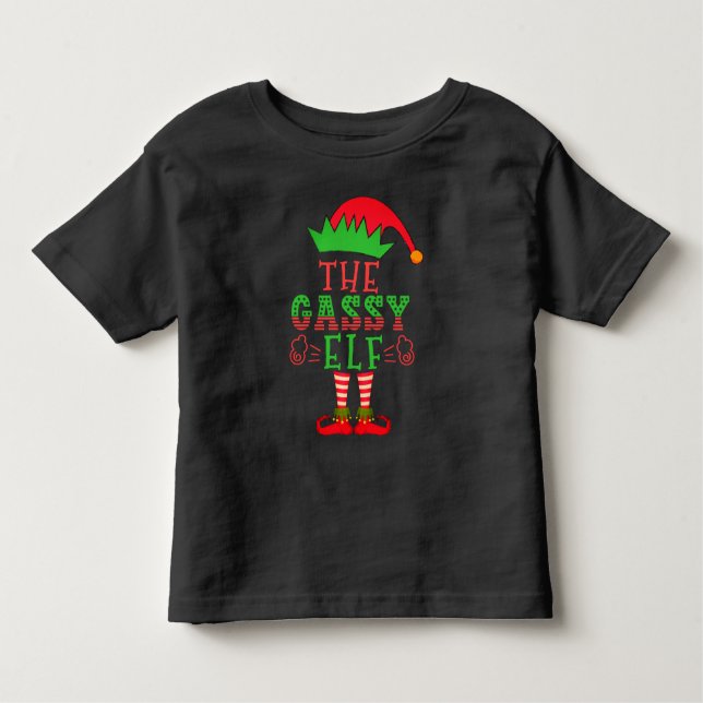 Camiseta Infantil A Família Gassy Elf Correspondendo ao Natal Pajama (Frente)