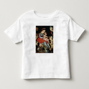 Camiseta Infantil A família santamente em torno de um fogo,