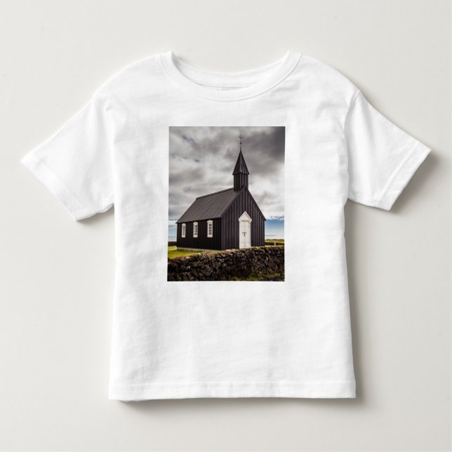 Camiseta Infantil A Igreja Negra De Budir, Islândia (Frente)