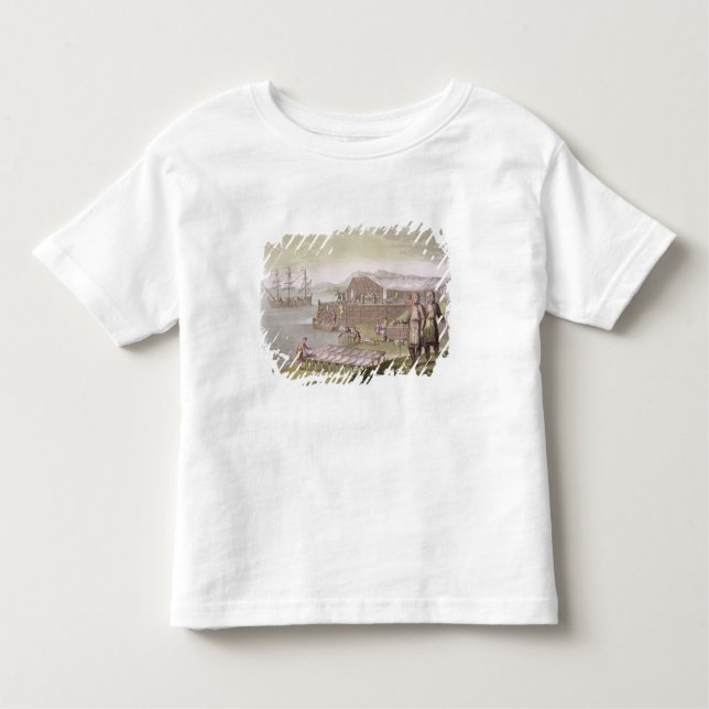 Camiseta Infantil A indústria de pesca, Terra Nova, 'de Le Costu (Frente)