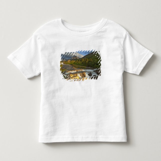 Camiseta Infantil A luz da manhã saúda Swiftcurrent Falls no (Frente)