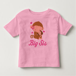 Camiseta Infantil A menina grande do Sis Monkeys o t-shirt bonito do