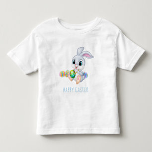 Camiseta Infantil A pintura do coelho de coelho do felz pascoa Eggs
