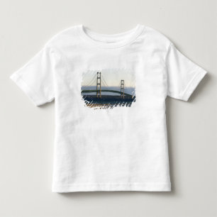 Camiseta Infantil A Ponte Mackinac atravessando os Estreitos de 4