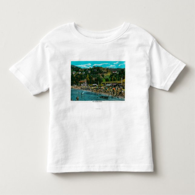Camiseta Infantil A praia de banho em Avalon, ilha de Catalina (Frente)