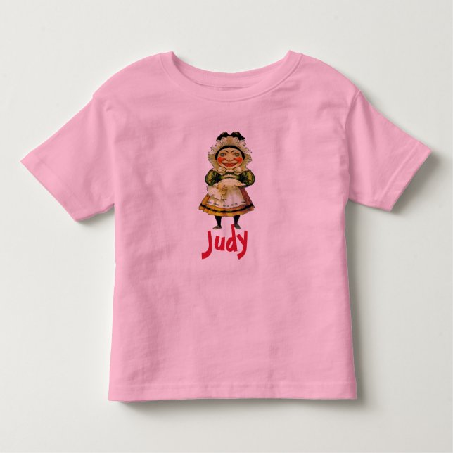 Camiseta Infantil A Sra. Judy Puppet, adicione texto (Frente)