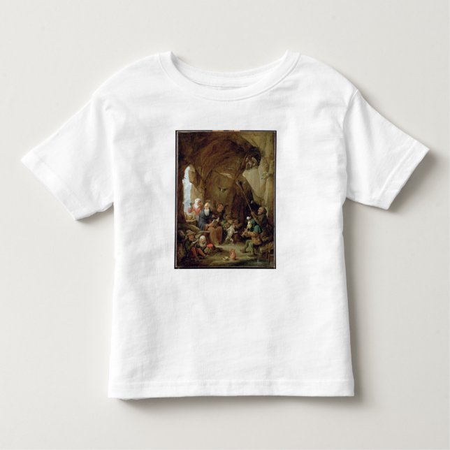Camiseta Infantil A tentação de St Anthony em uma caverna rochosa (Frente)