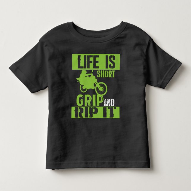 Camiseta Infantil A vida é aperto curto e rasga-o - motocross (Frente)