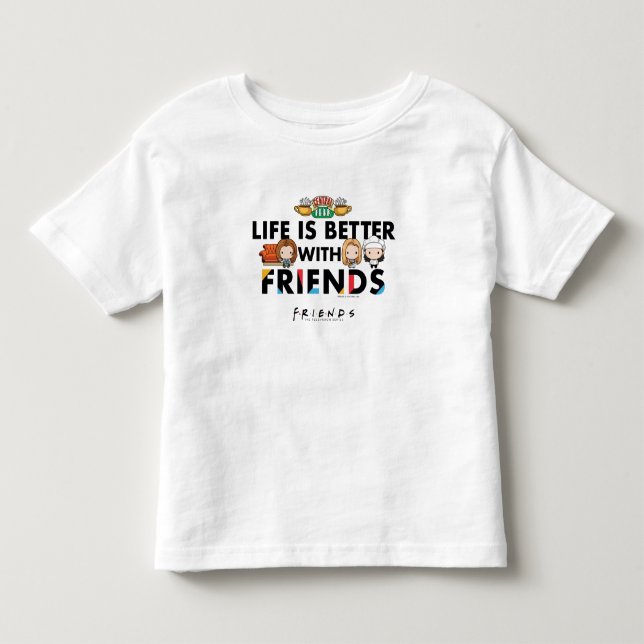Camiseta Infantil A Vida é Melhor com AMIGOS™ Arte Chibi (Frente)