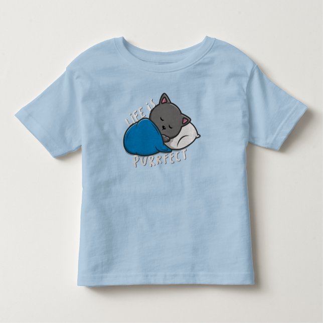 Camiseta Infantil A vida é perfeita - Gato adormecido (Frente)