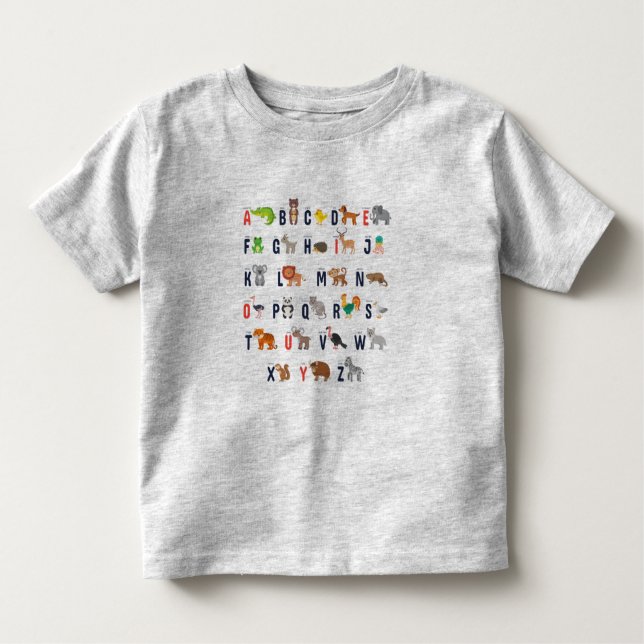 Camiseta Infantil ABCs animal - alfabeto (Frente)