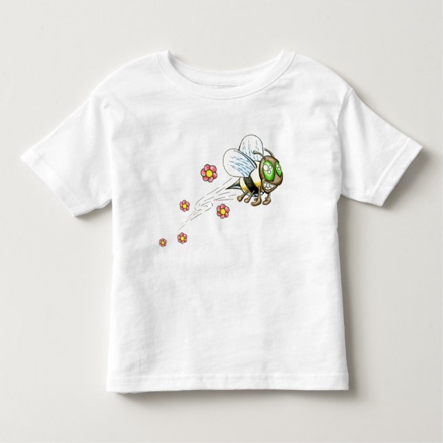 Camiseta Infantil Abelha com flores cor-de-rosa (Frente)