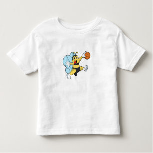 Camiseta Infantil Abelha como jogador de basquete com basquete