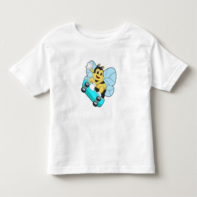 Camiseta Infantil Abelha como Patinadora com skate (Frente)