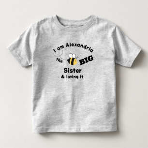 Camiseta Infantil Abelha-Grande Irmã Bumble e Adorando-a Cinza-Camis