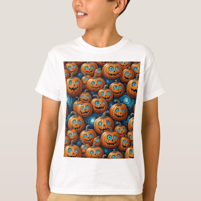 Camiseta Infantil Abóbora Divertida de Halloween (Frente)
