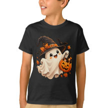 Camiseta Infantil Abóbora Fantasma de Halloween Fo