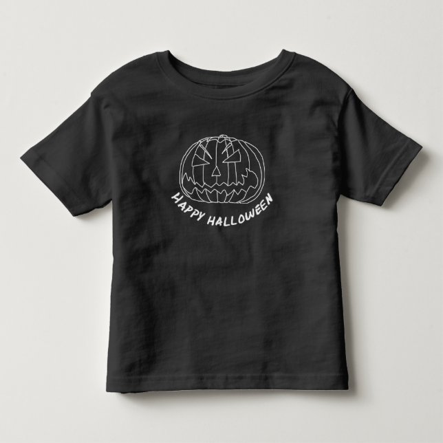 Camiseta Infantil Abóbora para o Halloween 5 visual de lousa (Frente)