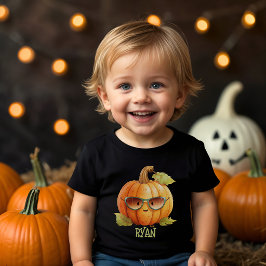 Camiseta Infantil Abóbora Personalizada Fofa Aquarela Halloween